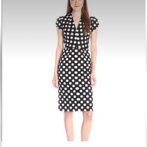 Betsey Johnson Retro Vintage Style Black White Polka Dot Midi Dress - Size 10